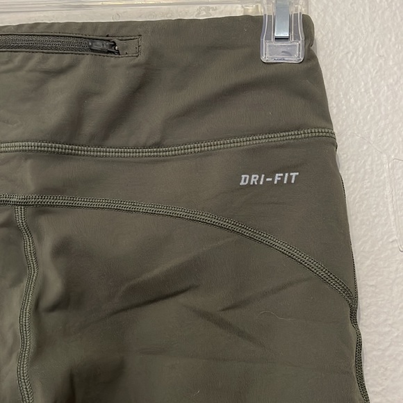 NIKE DRI FIT WORKOUT LEGGINGS IN OLIVE GREEN - Picture 7 of 11